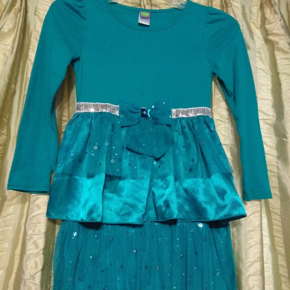 Dollie & Me Teal Long Sleeve Dress